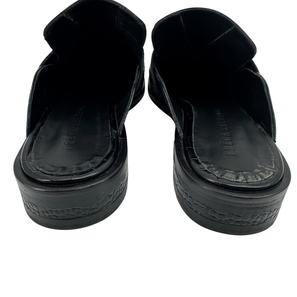 Freda Salvador Keen Mules Croc Embossed Black 9 - Picture 6 of 9